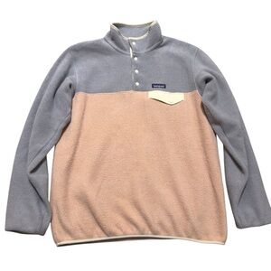 PATAGONIA Snap-T Fleece Pullover Large Lightweight Sweater Peach Gray